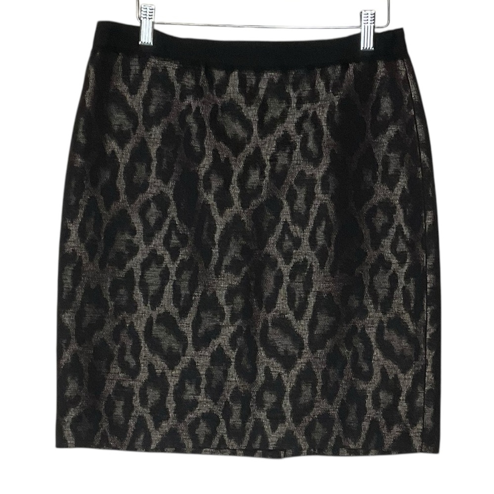 ANN TAYLOR sz sz 6 Skirt Animal Print Short Wool Blend Lined Mesh Overlay